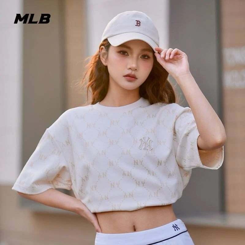 MLB男女情侣满印老花休闲T恤圆领时尚短袖25春季新款3ATSM0153
