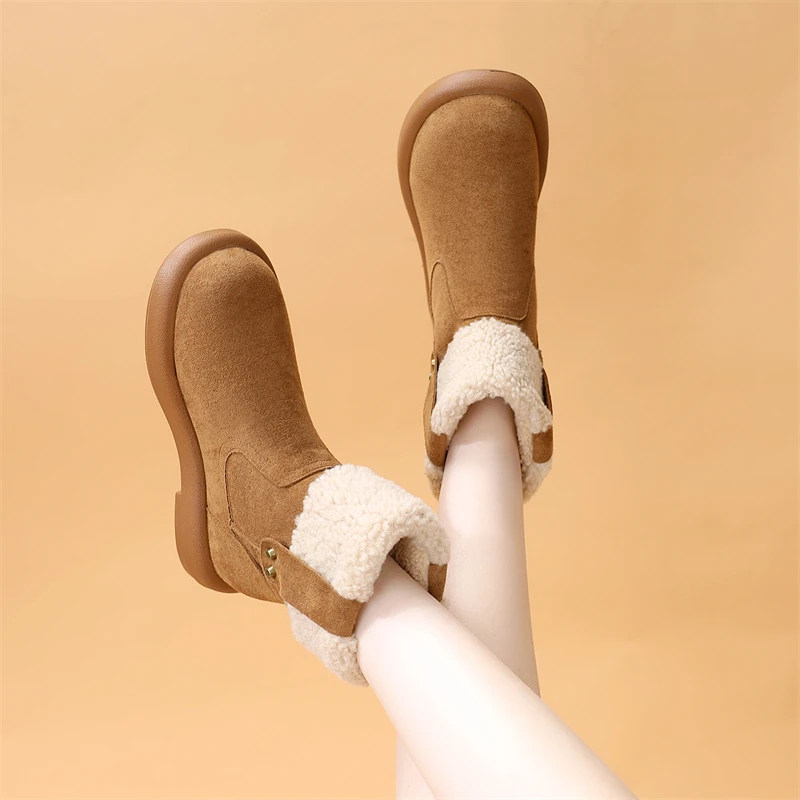 东北加绒加厚气质百搭雪地靴2025冬季新款软底轻便防滑短靴显脚小