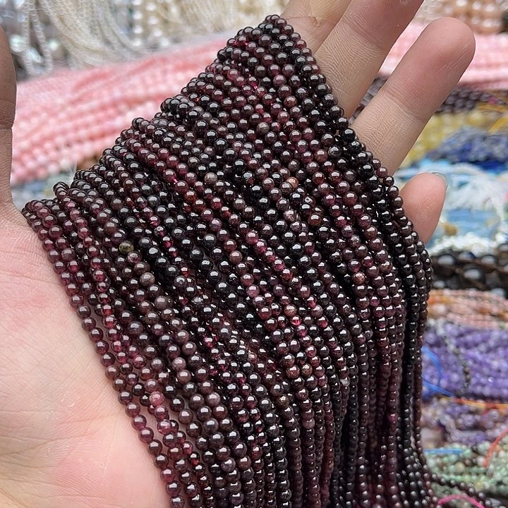 玛瑙/玉髓未镶嵌珠宝半成品1条3mm左右石榴石