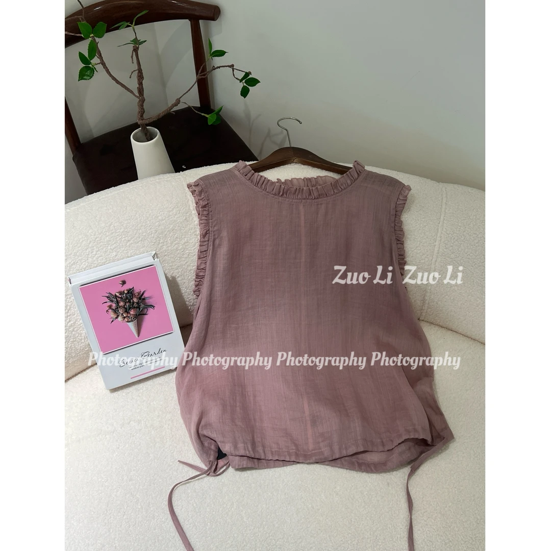 左篱原创【极致温柔】2025夏季新款复古风文艺欧若宽松型休闲风背心