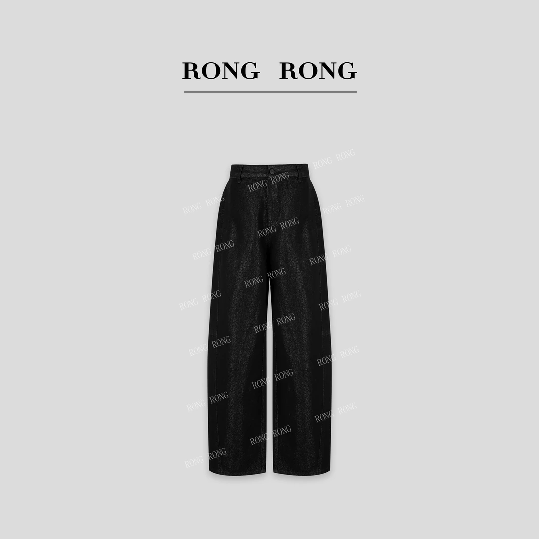 溶溶【星蓝步调】RONGRONG高腰订制亮丝洗水显瘦百搭弯刀牛仔裤W121