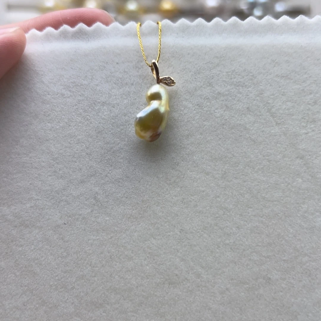 银S925镶嵌吊坠(不含链)海水珍珠海水金珠keshi葫芦