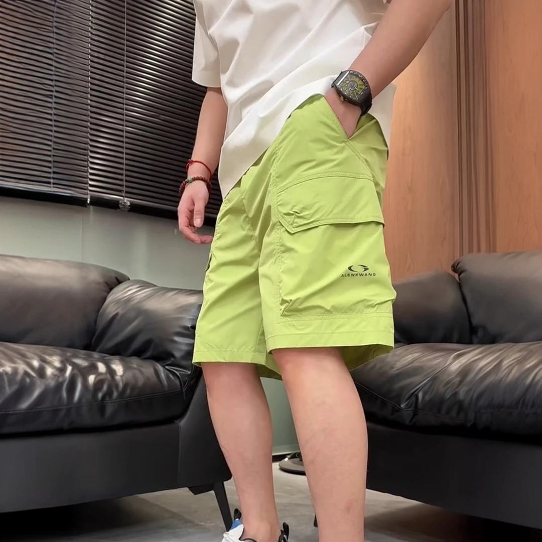 夏季新款男装时尚简约纯色工装风大口袋舒适百搭短裤五分裤帅