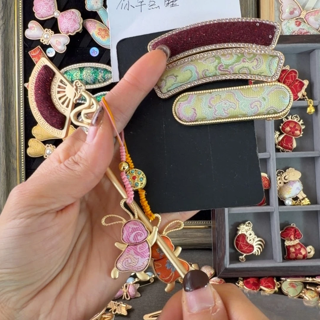 皮质铁合金宋锦手工发饰微瑕福利品