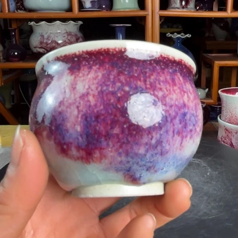 瓷片牛家钧窑牛自恒老师钧瓷杯微瑕