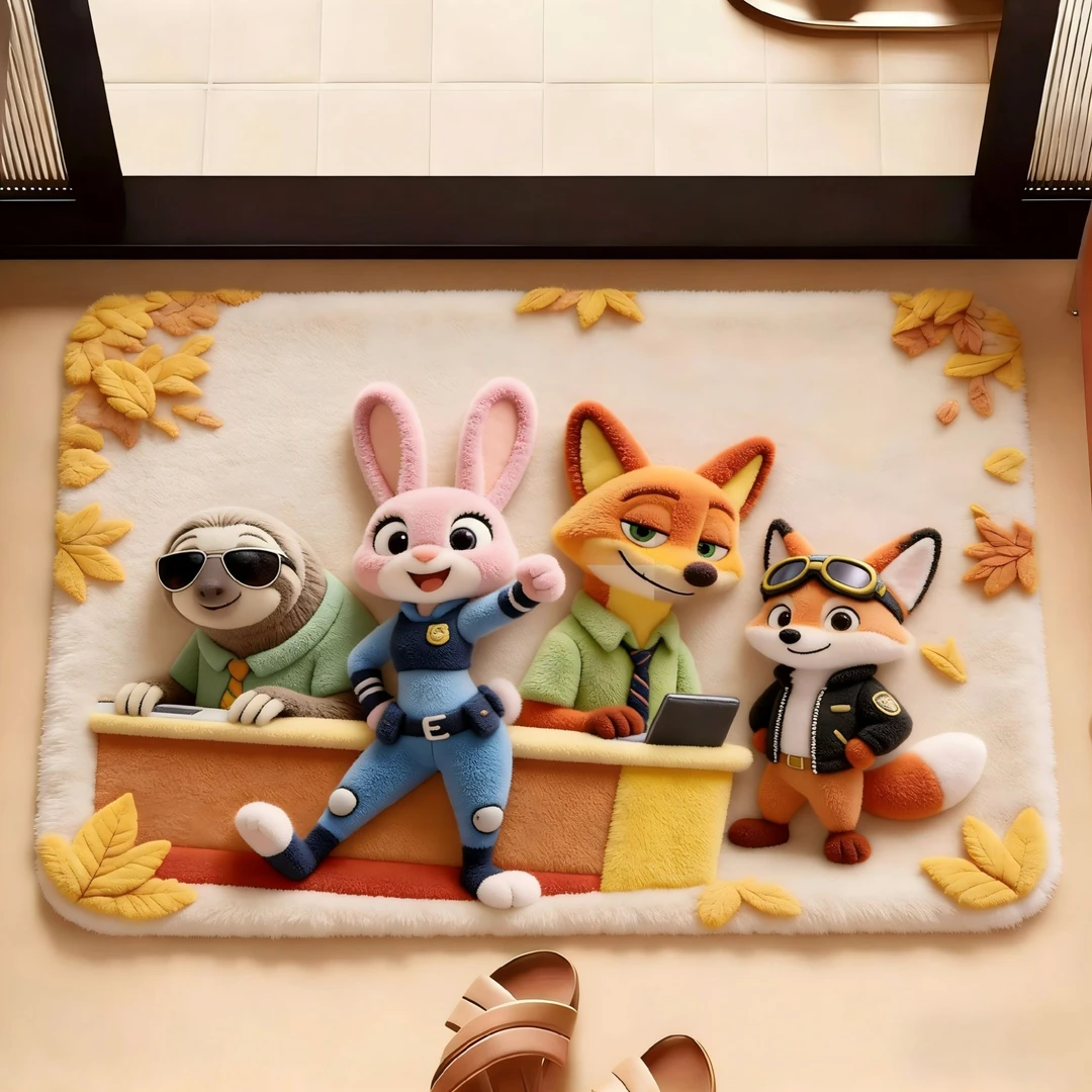 软硅藻泥红色动物卡通5D立体感觉地垫常卡通洗手台浴室地毯地垫