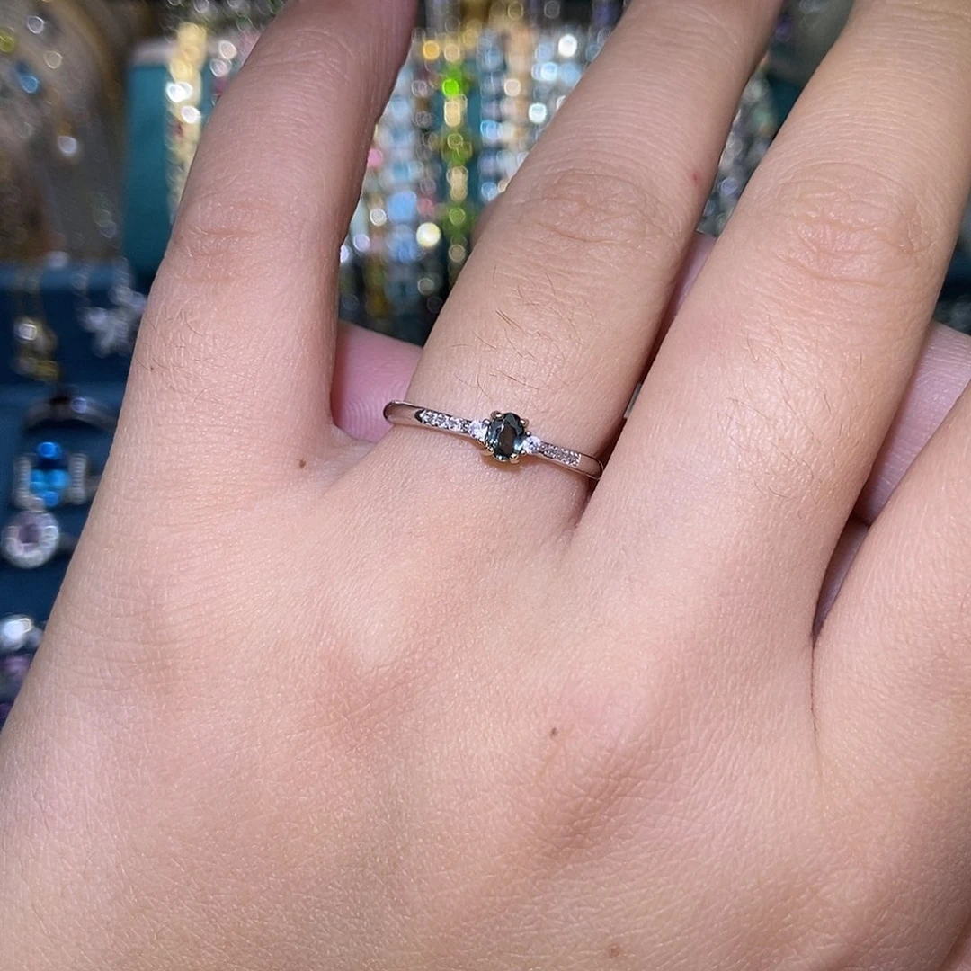 蓝宝石戒指银S925镶嵌