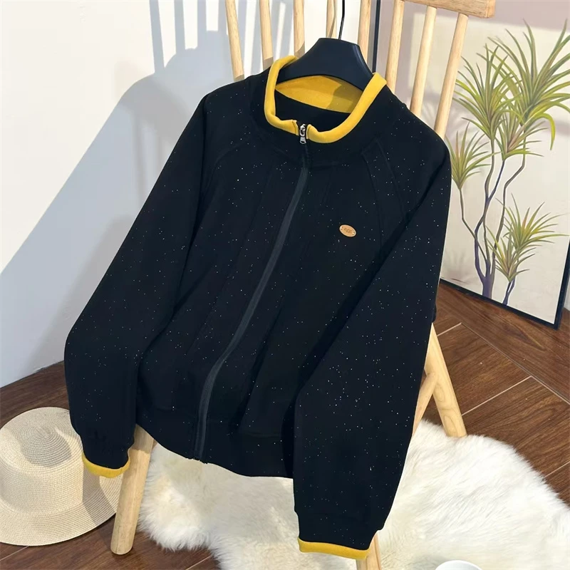 YXH-「拼接洋气」2025早春新款宽松撞色百搭时尚女短外套O-Q809