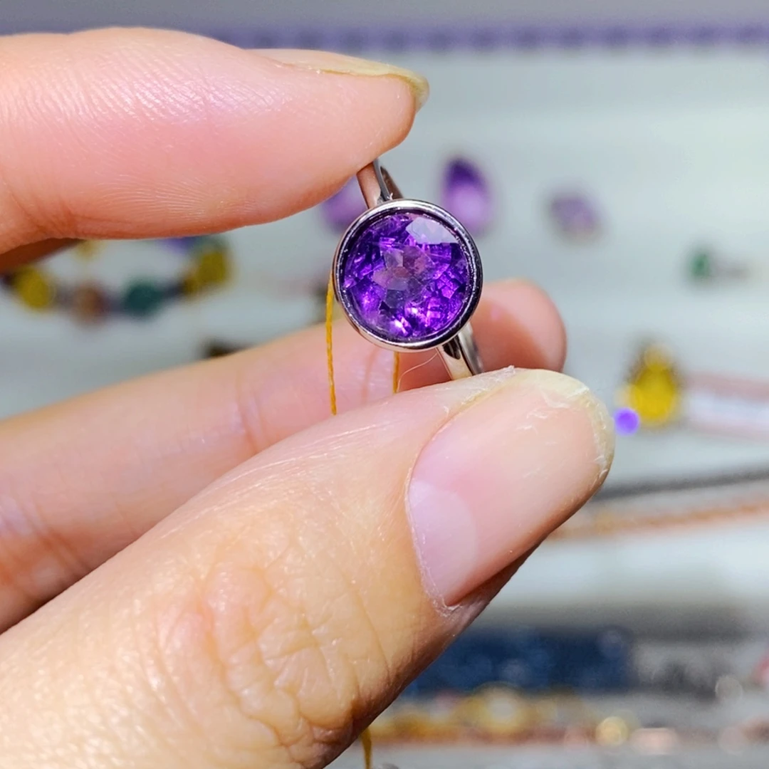 银S925镶嵌戒指紫晶