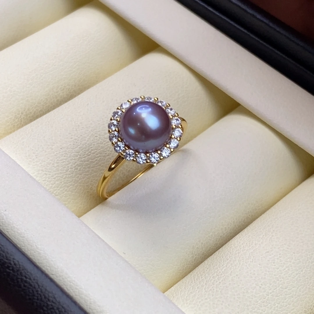 戒指淡水珍珠银S925镀金镶嵌特价微瑕