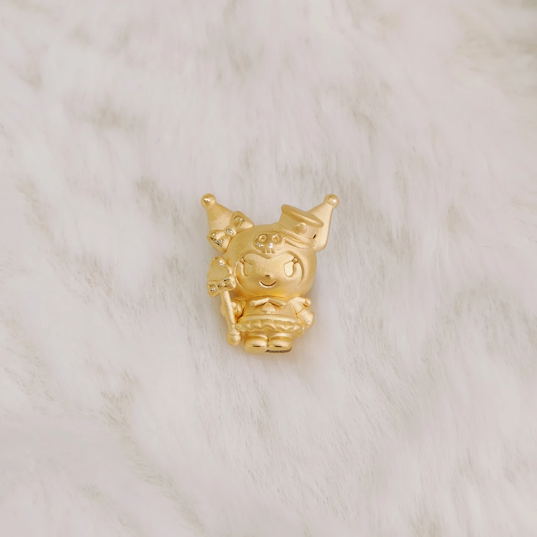 吉金珠宝 足金999魔术师库洛米素金3D硬金转运珠手串不含绳