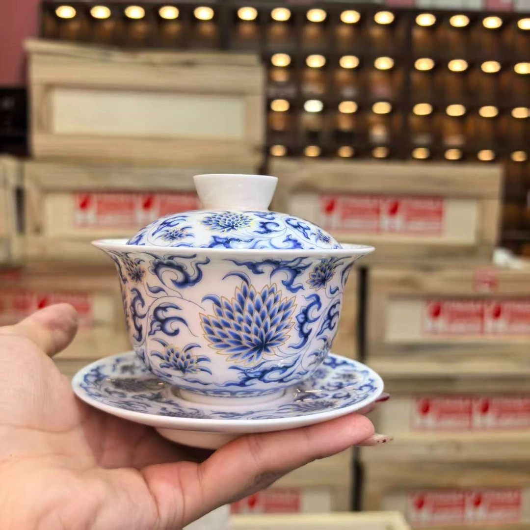 【中国邮政专属链接】松柏缠枝菊盖碗2558