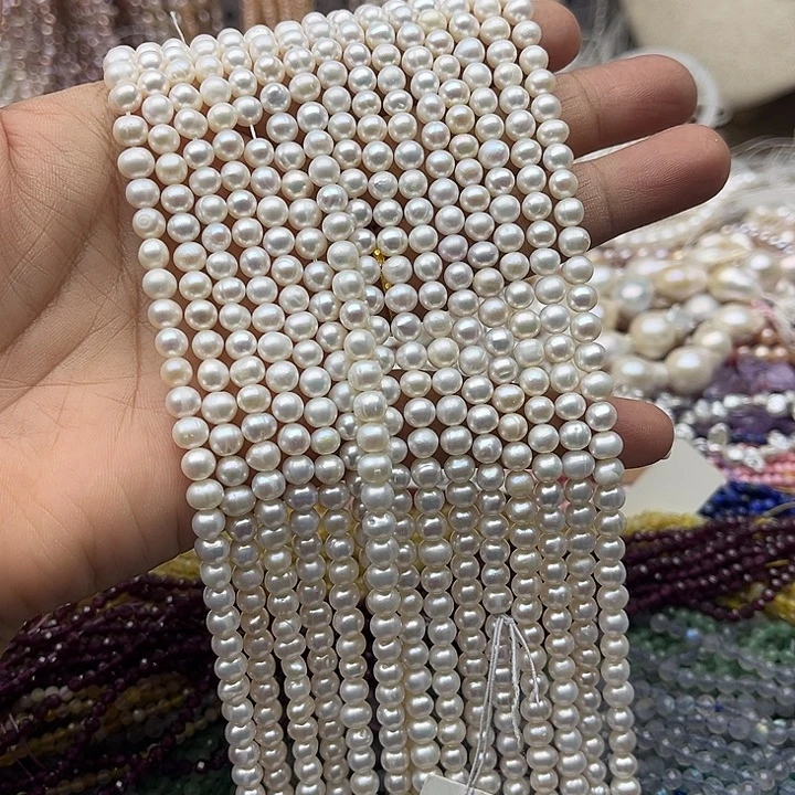 玛瑙/玉髓未镶嵌珠宝半成品一条5mm左右极光珍珠