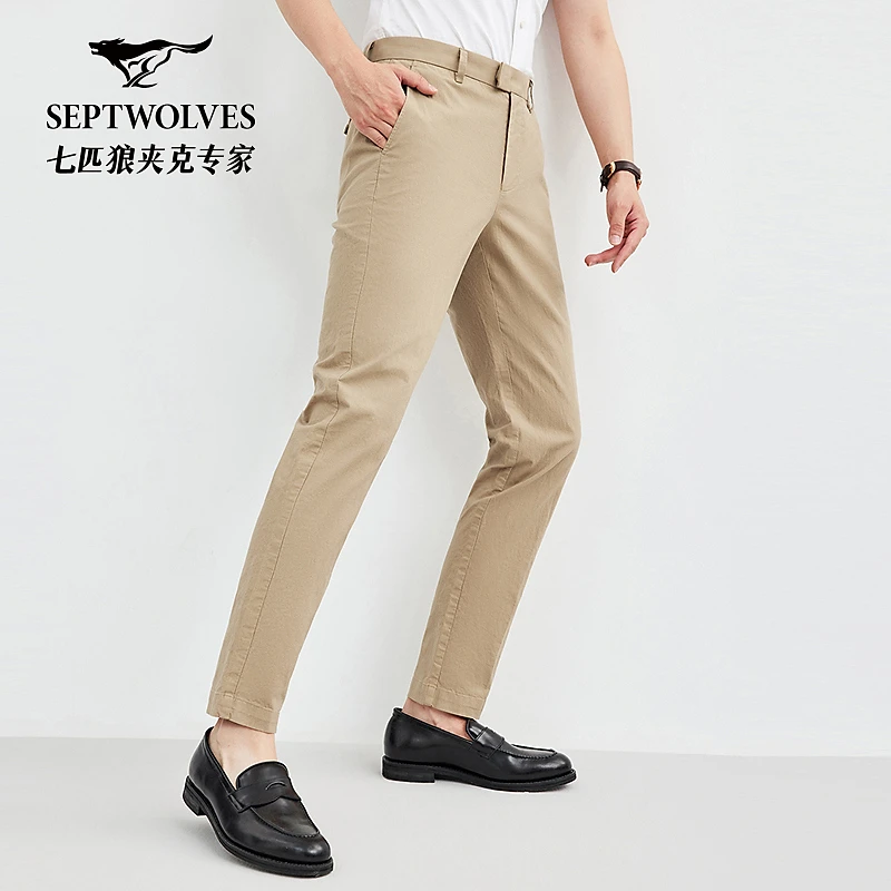 七匹狼含麻休闲长裤1D1D30402317