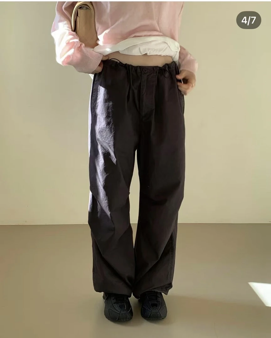 百搭宽松情侣长裤壹韩国东大门女装2025春夏新款休闲工装裤女025f