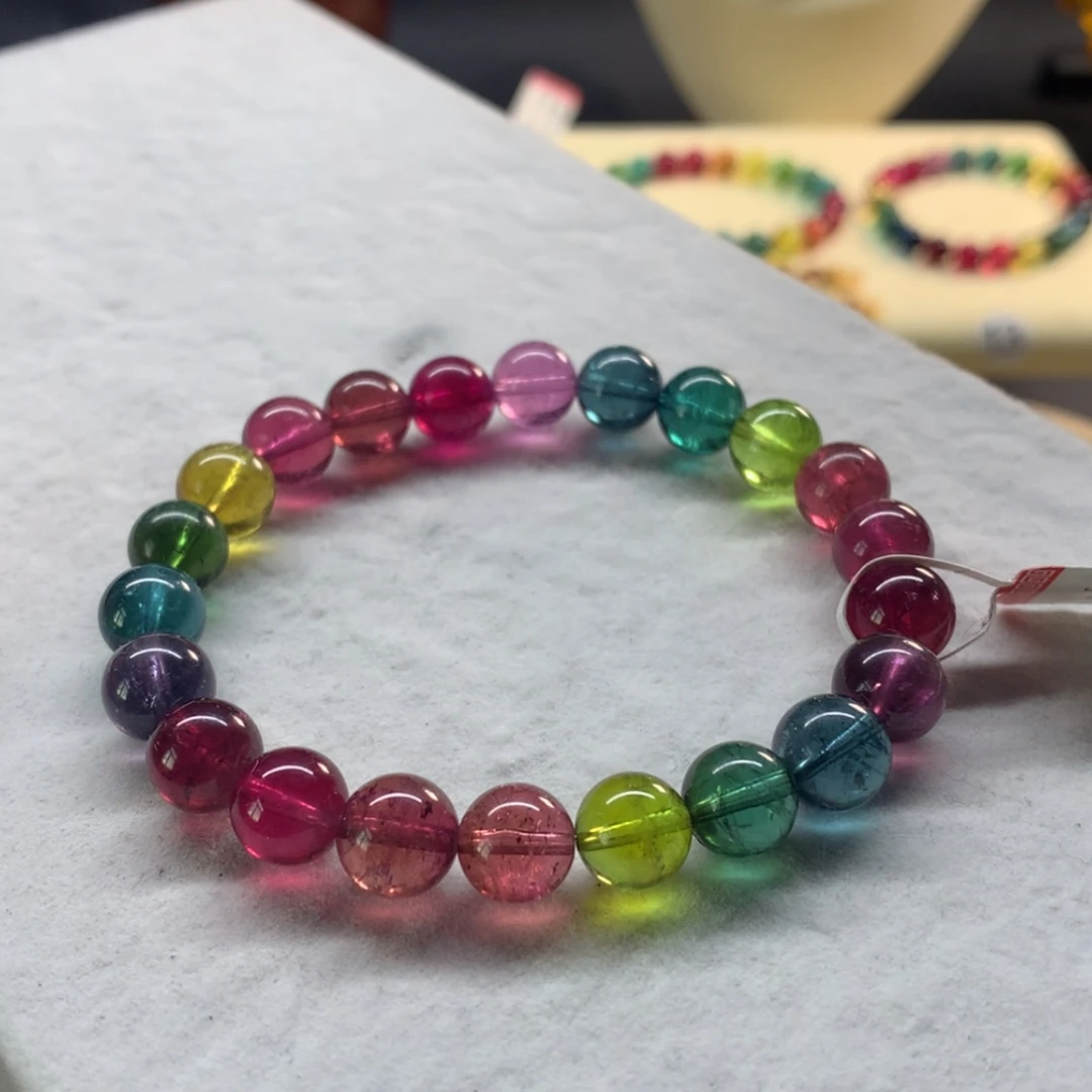 【闪购商品】未镶嵌手链碧玺彩虹色标单圈8.8