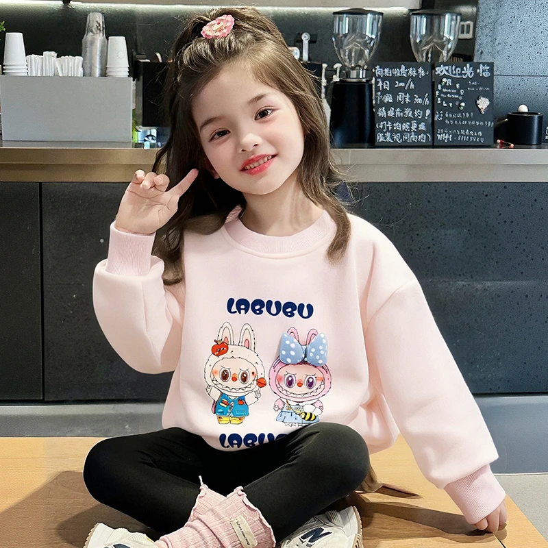 F2儿童一体绒蝴蝶结卡通卫衣