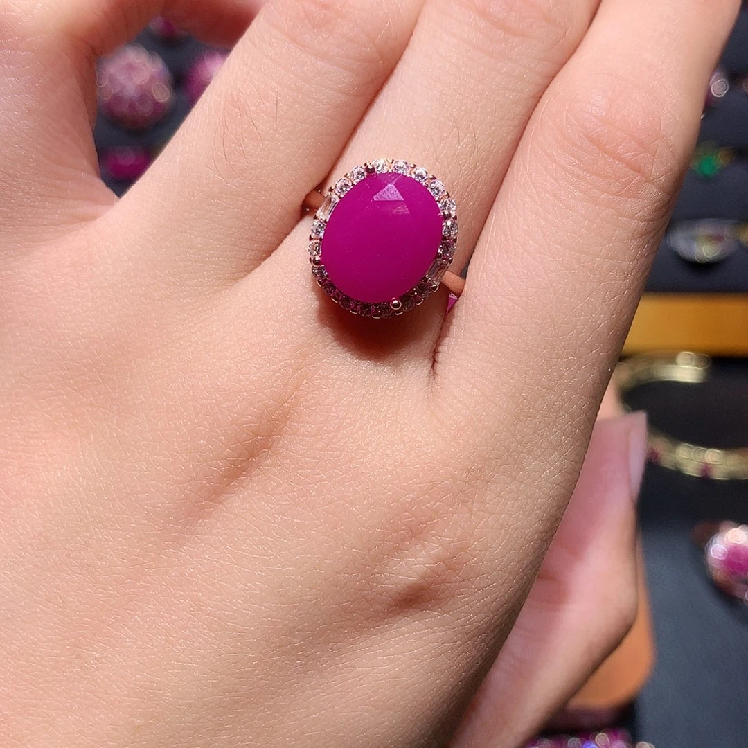 红宝石戒指银S925镶嵌