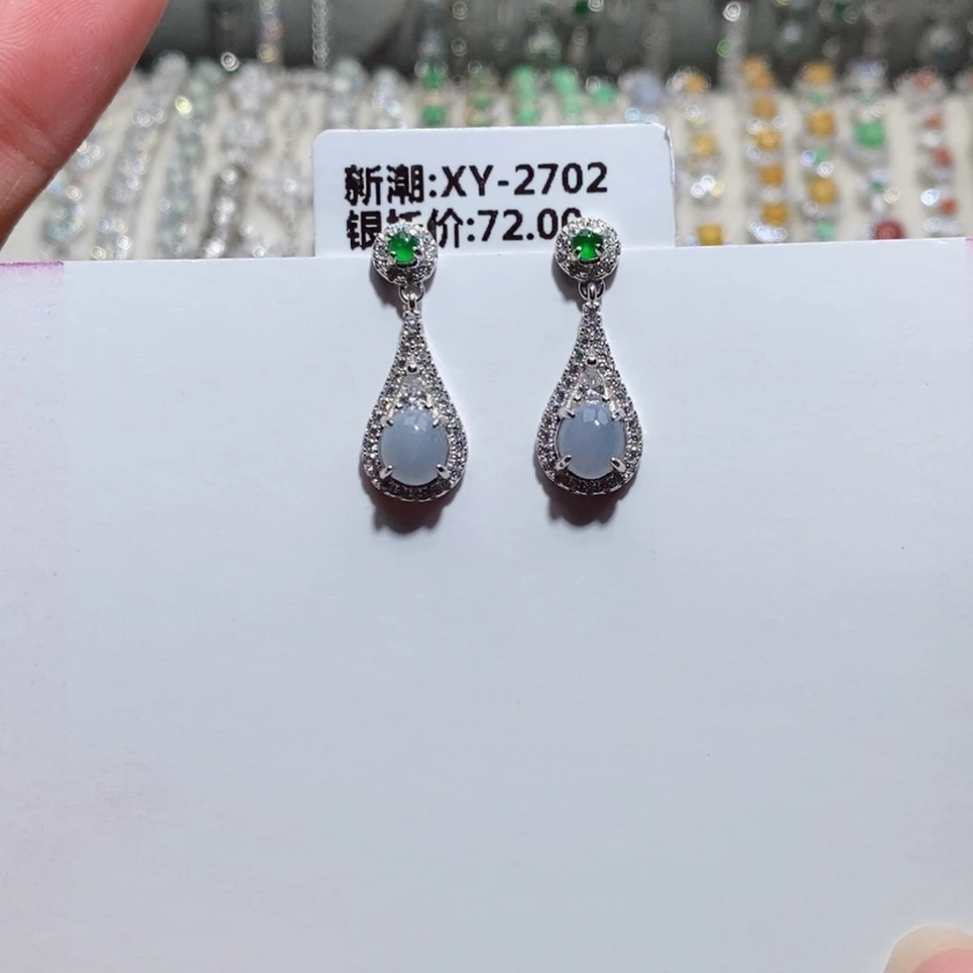 翡翠耳饰银S925镶嵌大**李c c c