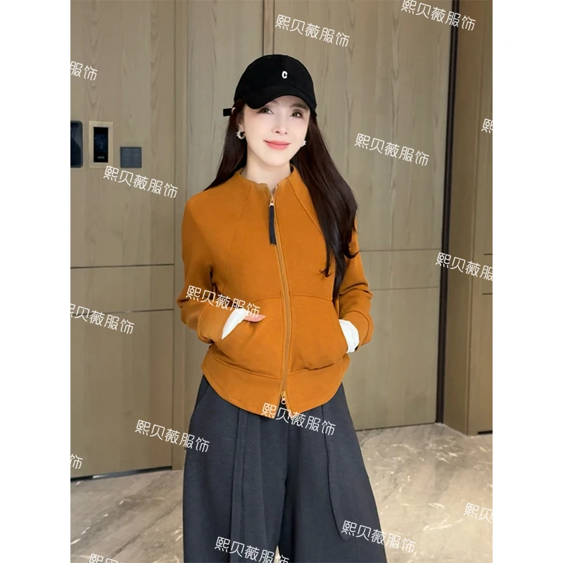 熙贝薇2 欧货立体裁剪秋季女士立领双拉链双腰线显瘦卫衣 G5352