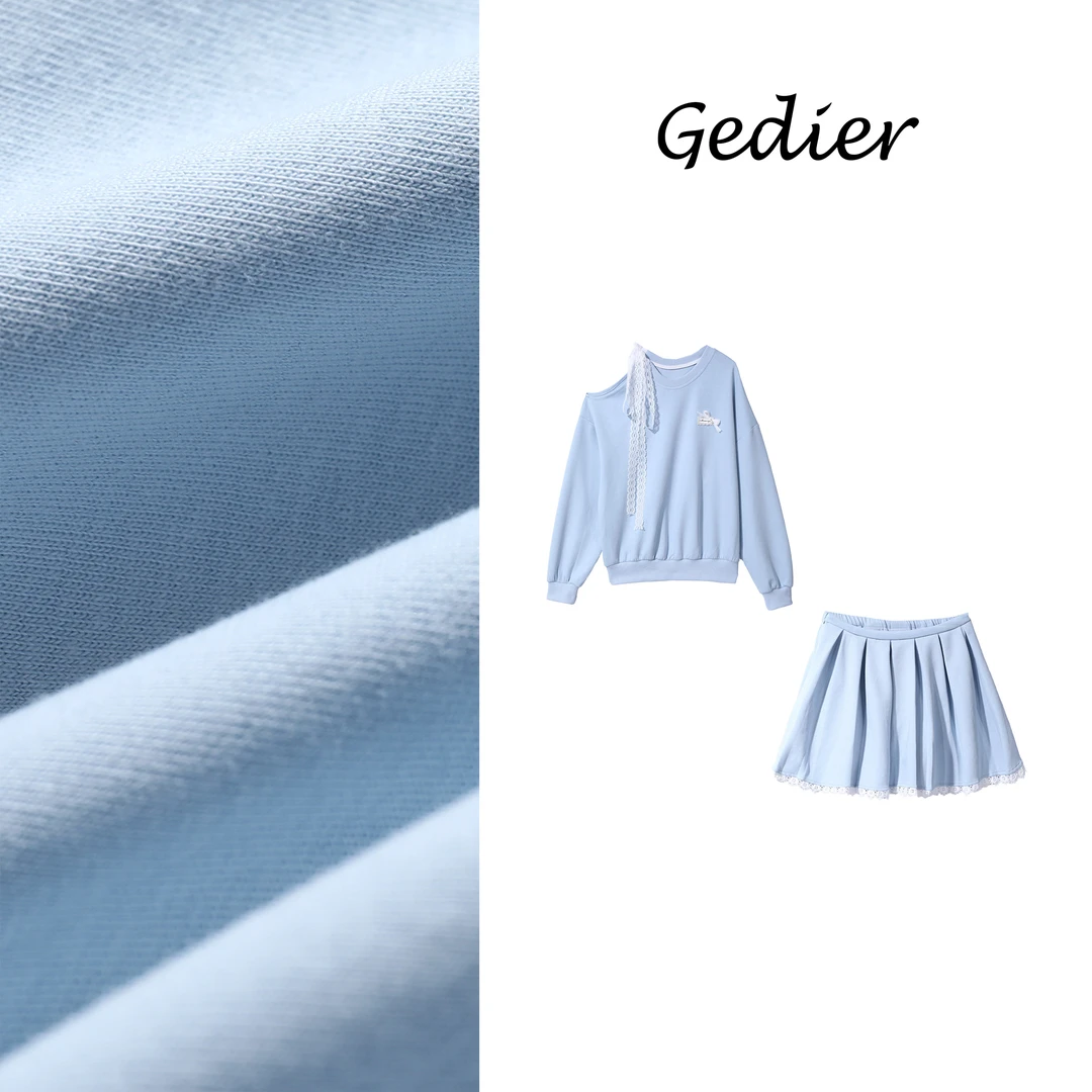 【歌蒂尔】2025年春季欧若风蕾丝上衣+百褶裙套装 DG510156Y