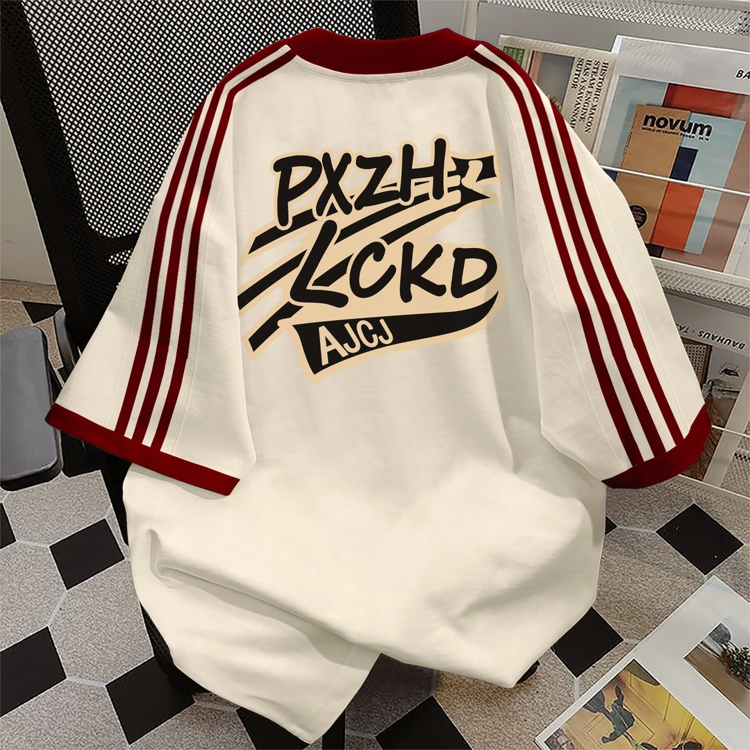 100%纯棉美式设计感潮流圆领短袖t恤男女夏季爆款宽松情侣上衣ins