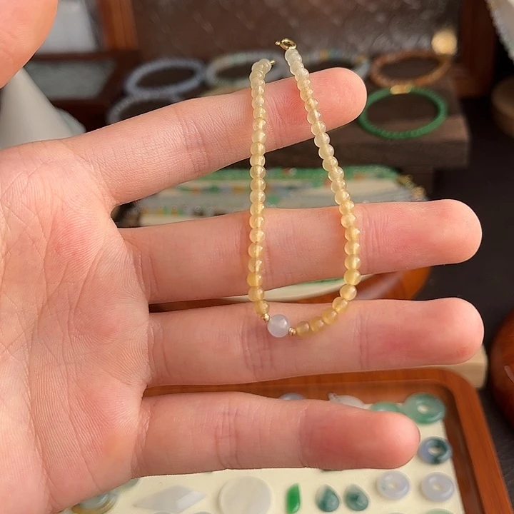 翡翠散珠冰黄小米珠手串
