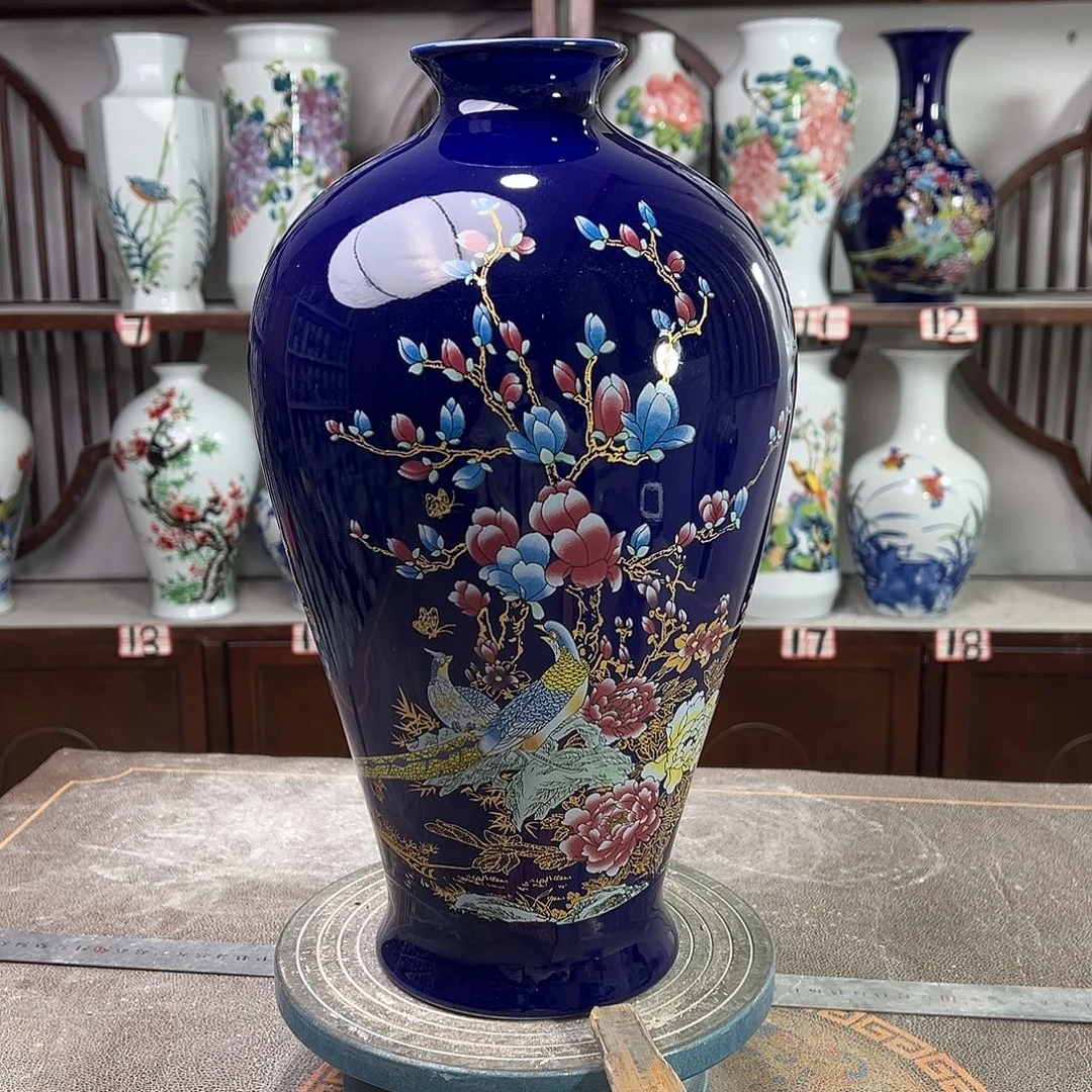 陶摆件景德镇陶瓷梅景泰蓝