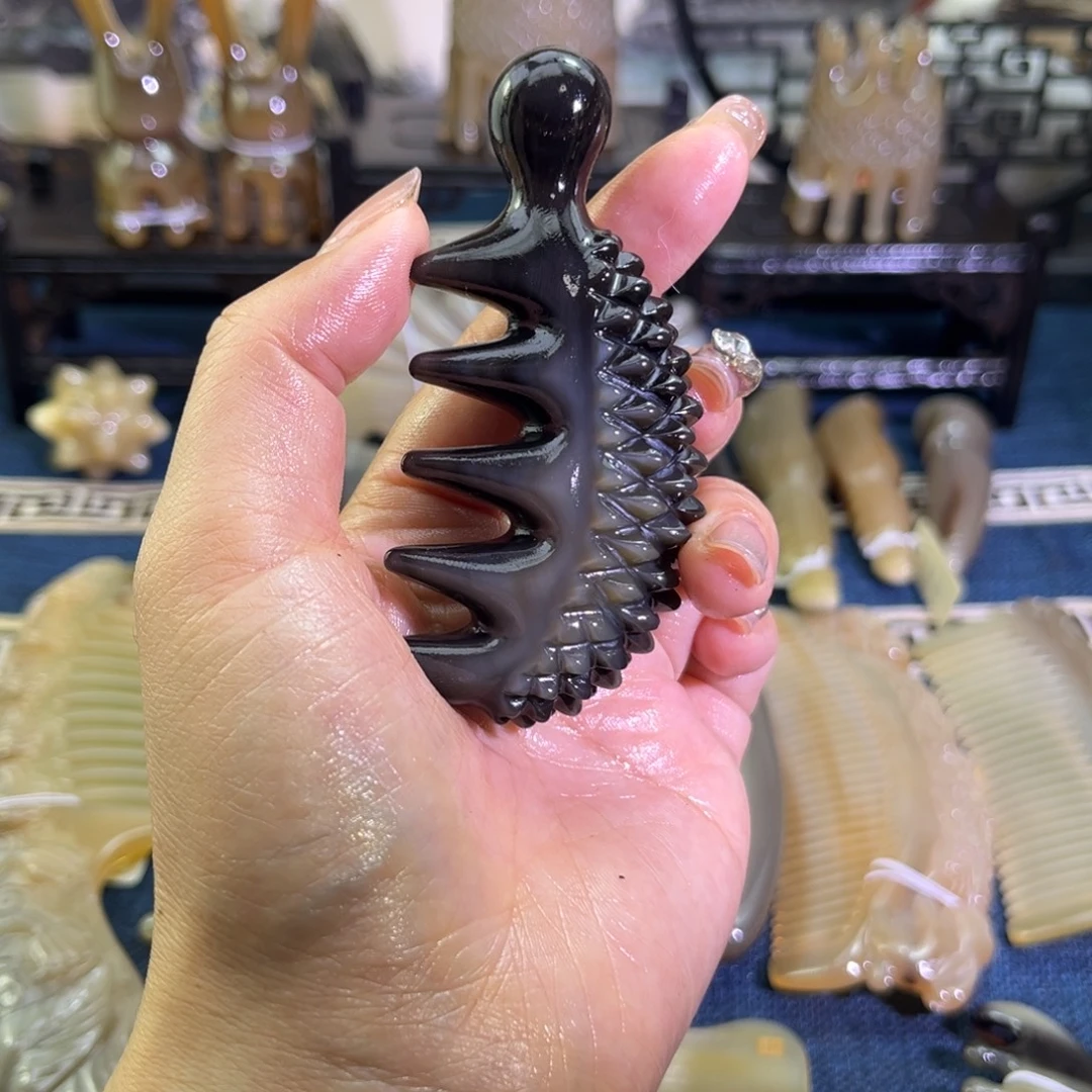 白水牛角拨筋棒粉透色