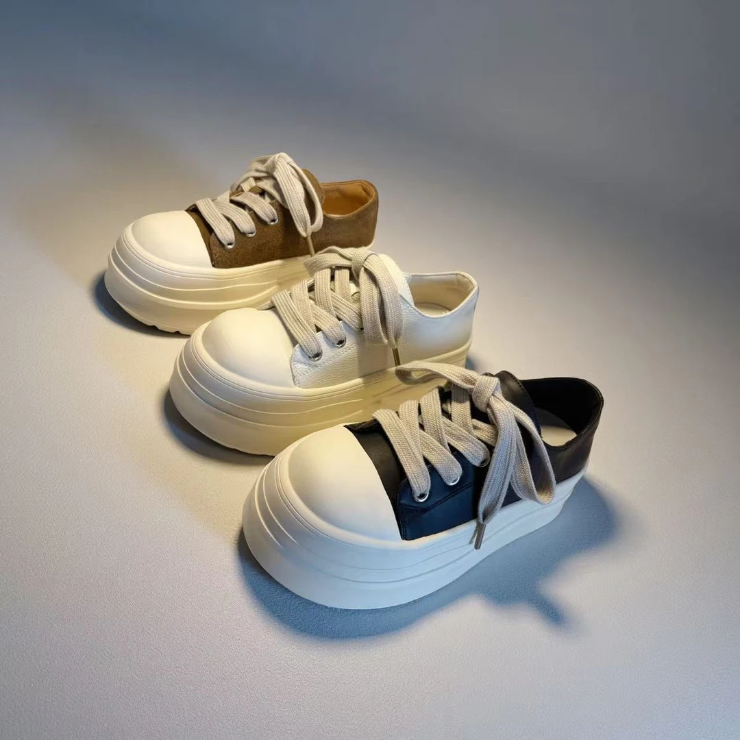 小精灵.磨砂牛皮圆头运动服小白鞋欧若精灵风3185-2百搭厚底爆款