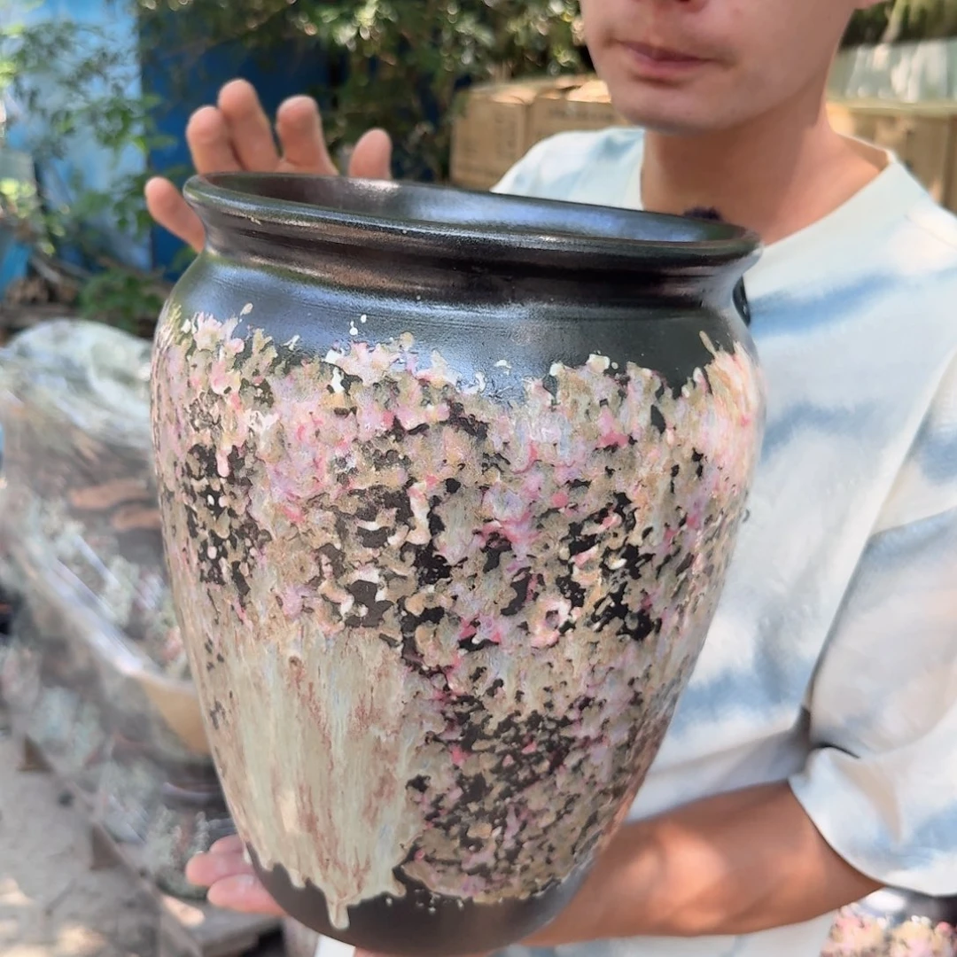 紫砂花盆口25高33（一个韩紫老庄