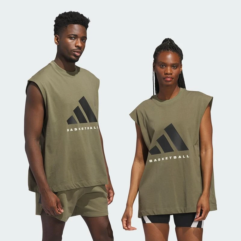 阿迪达斯 (adidas)男子纯棉篮球运动无袖T恤JX5589
