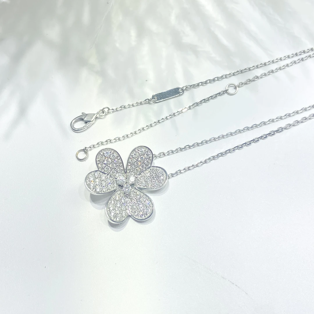 【涂涂高定珠宝】18k金大版重金天然钻石三叶草钻石套链TG