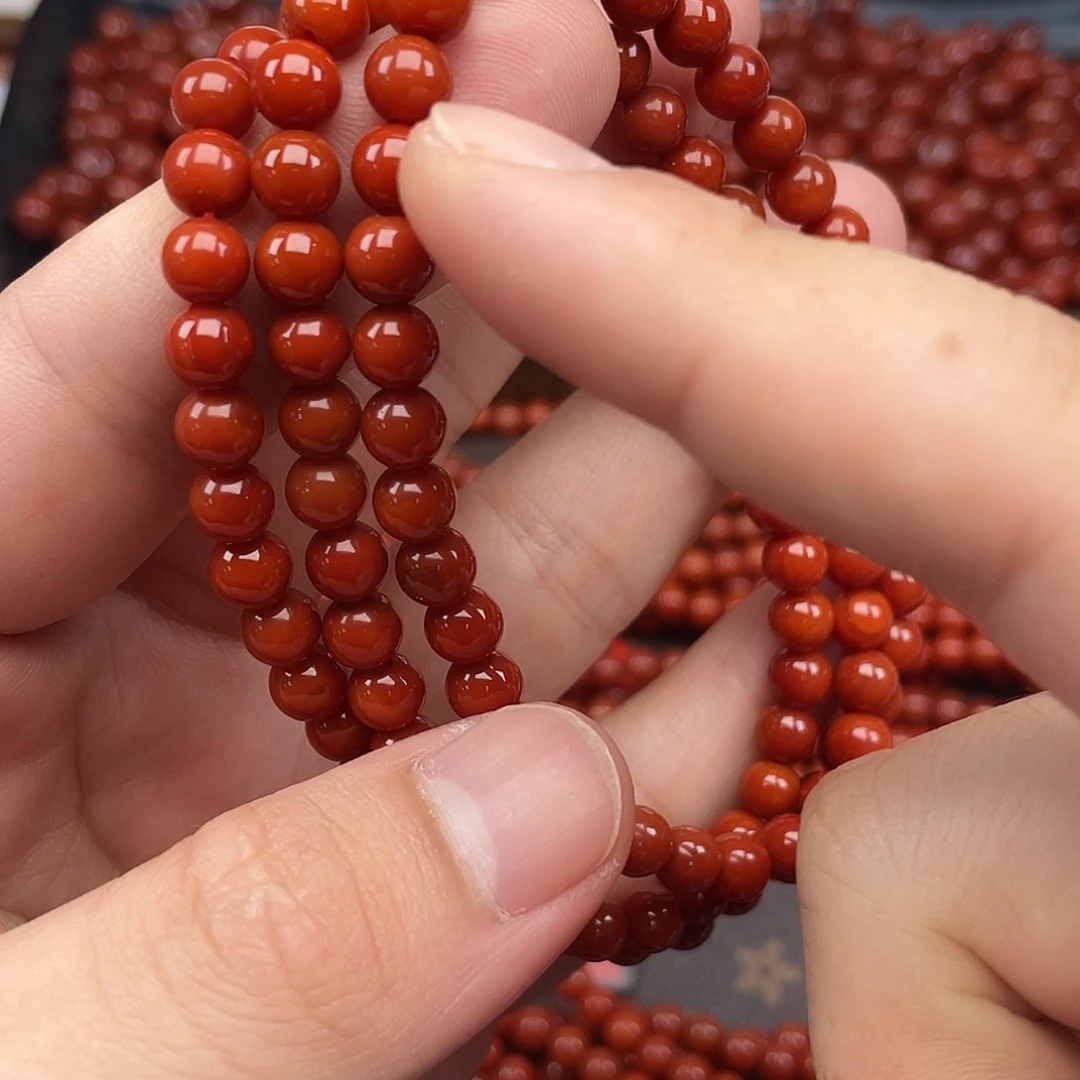 南红玛瑙1号瓦西柿子红卡6长链未镶嵌