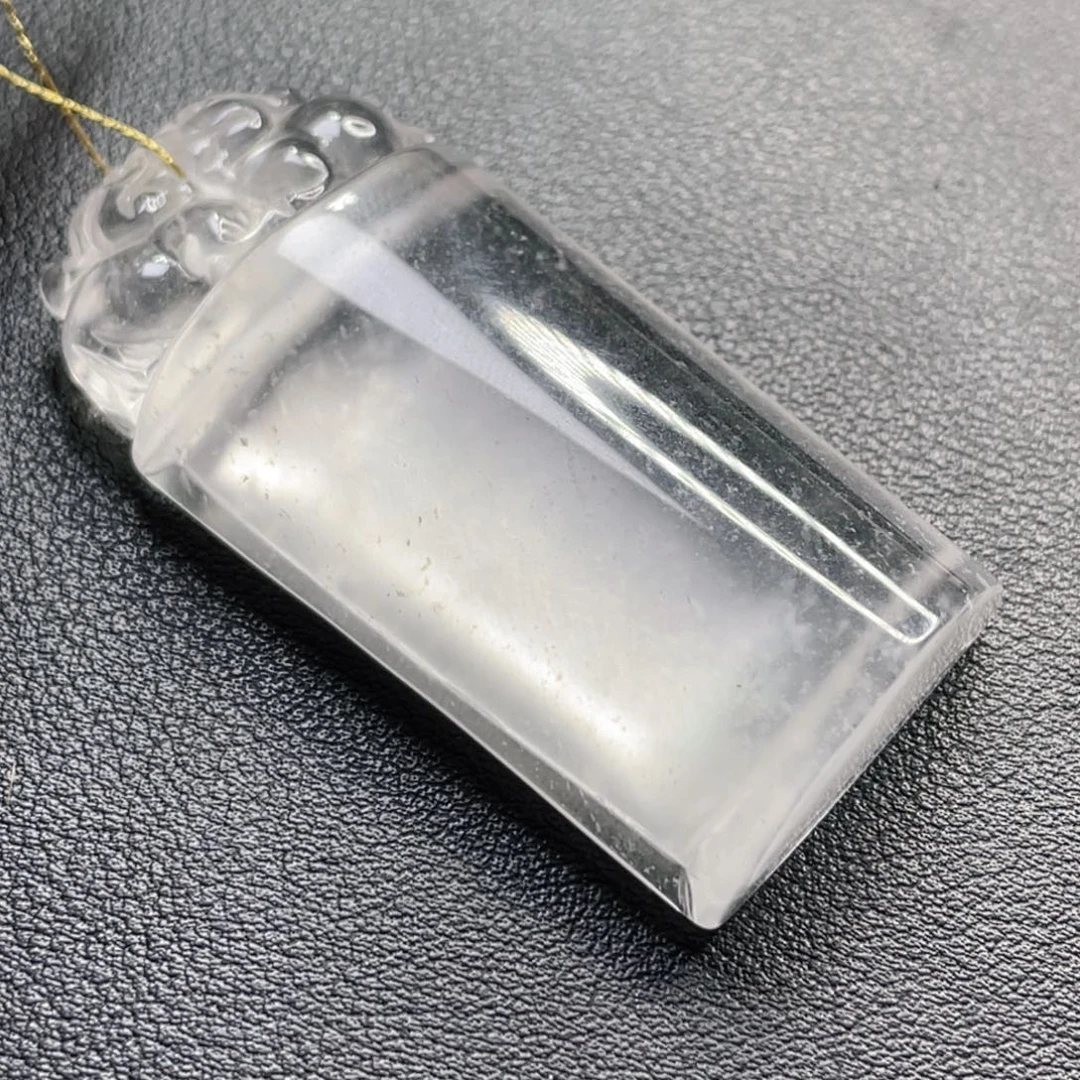 石英质玉（非洲翠）未镶嵌吊坠(赠链)巨型无事牌宝石光雪花棉炸光