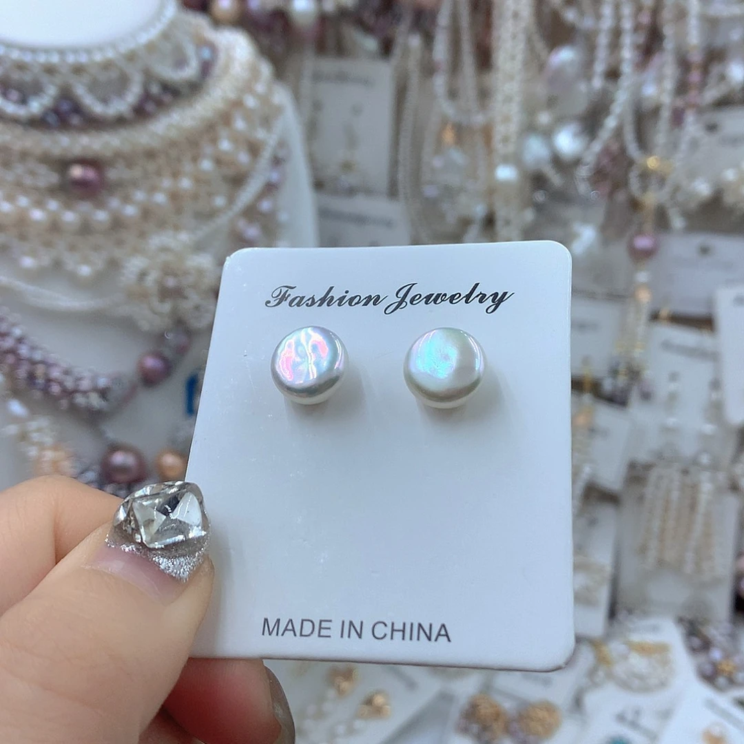 银S925镶嵌耳饰淡水珍珠