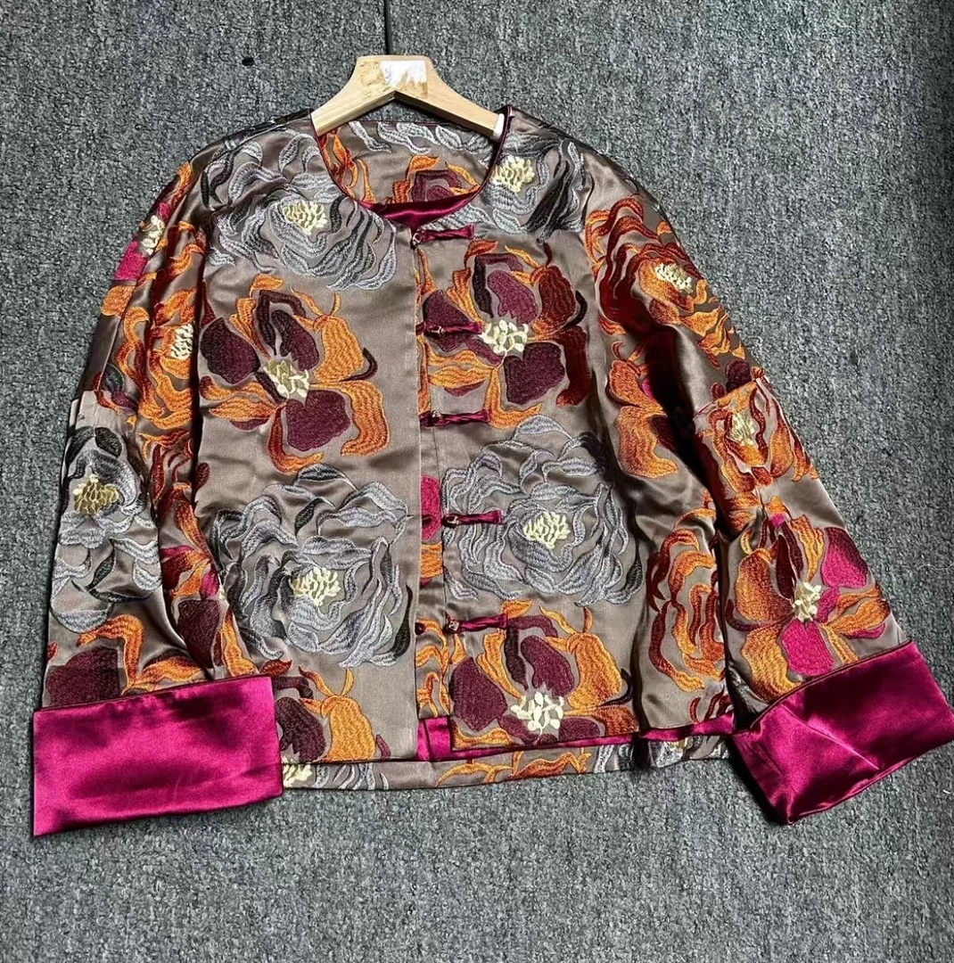 【繁花似锦】100桑蚕丝新中式国风外套秋冬百搭2025新款外套