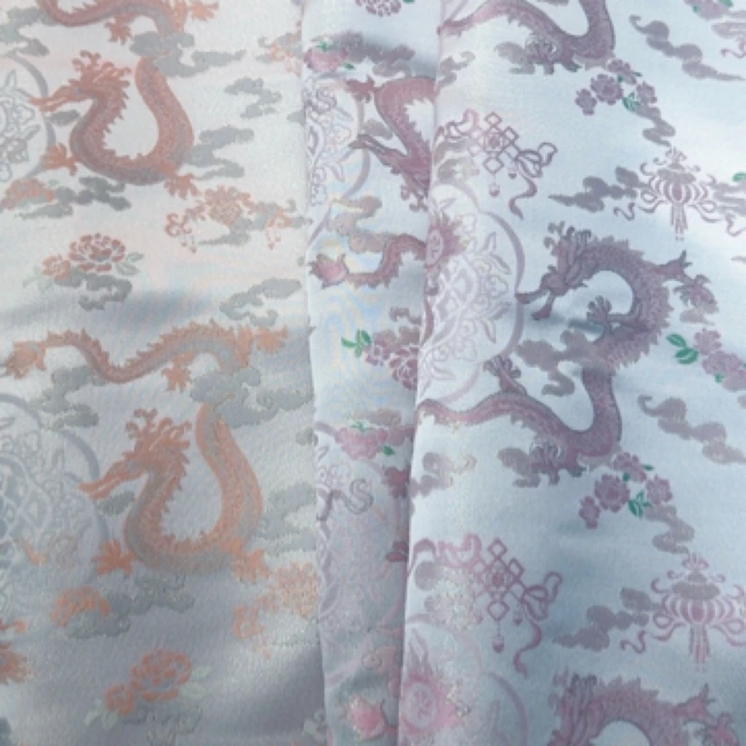 《FS043盘龙》中式仿宋锦提花绸缎布料国风旗袍马甲上衣服装面料