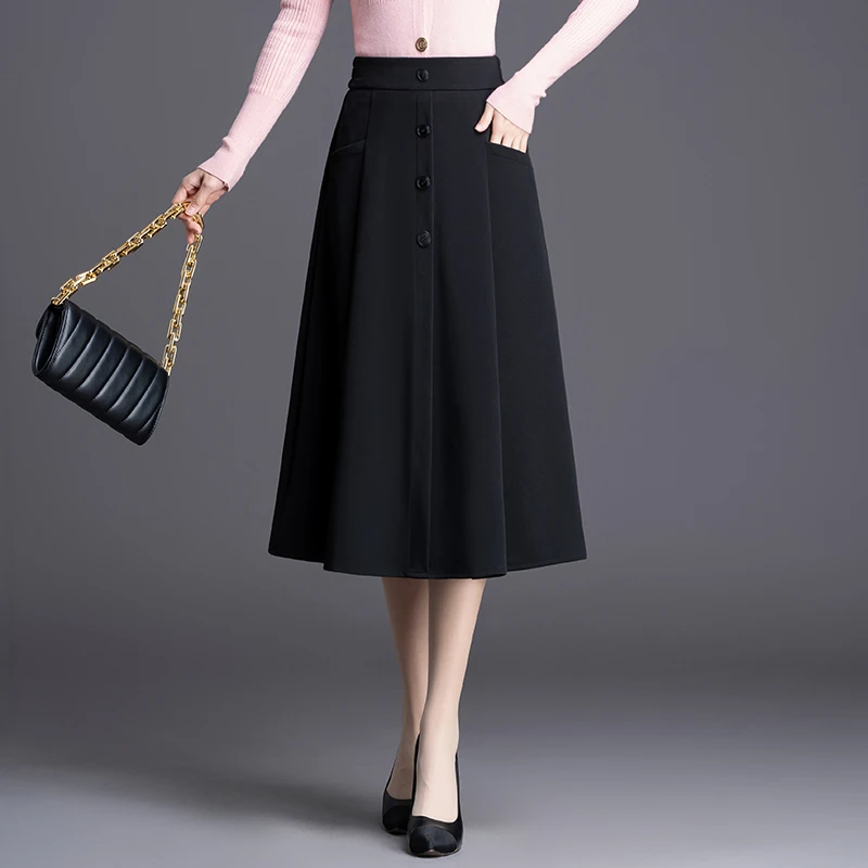 巨好看的半身裙2025秋季新款高腰A字裙中长款裙子百褶裙气质伞裙