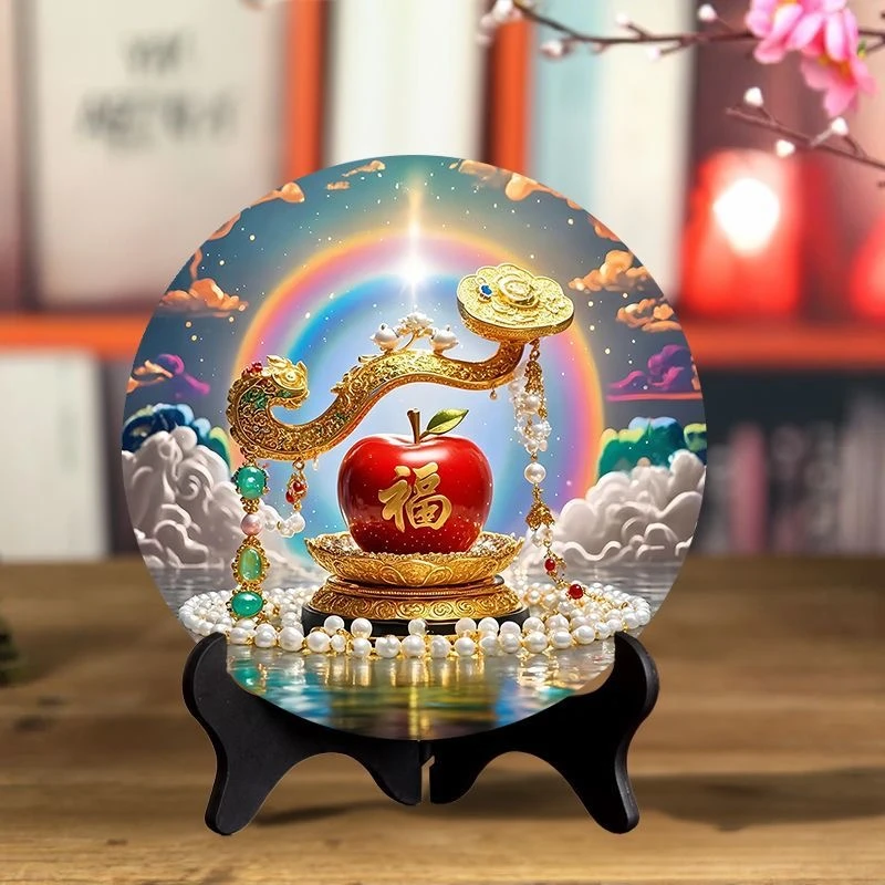 【香港ZHOUFU】吉祥如意平平安安实木玄关酒柜装饰喜庆客户房间摆件