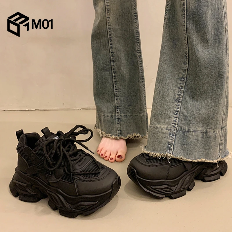 M01内增高老爹鞋女款新款春秋超火厚底运动鞋休闲鞋黑色鞋子女鞋