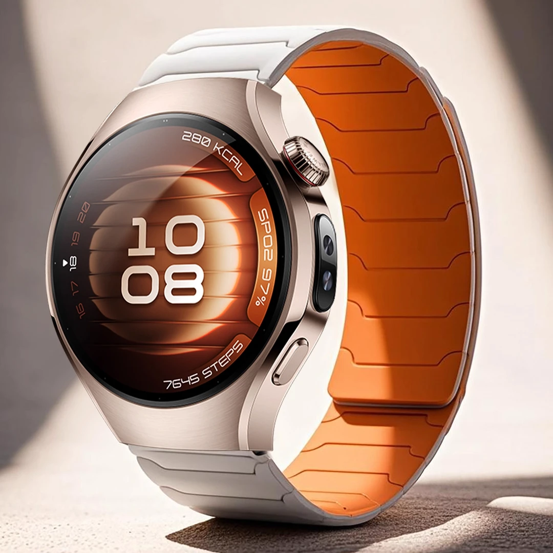 适用gt5华为手表硅胶表带gt5pro铠甲gt4磁吸表带gt3pro华为watch4