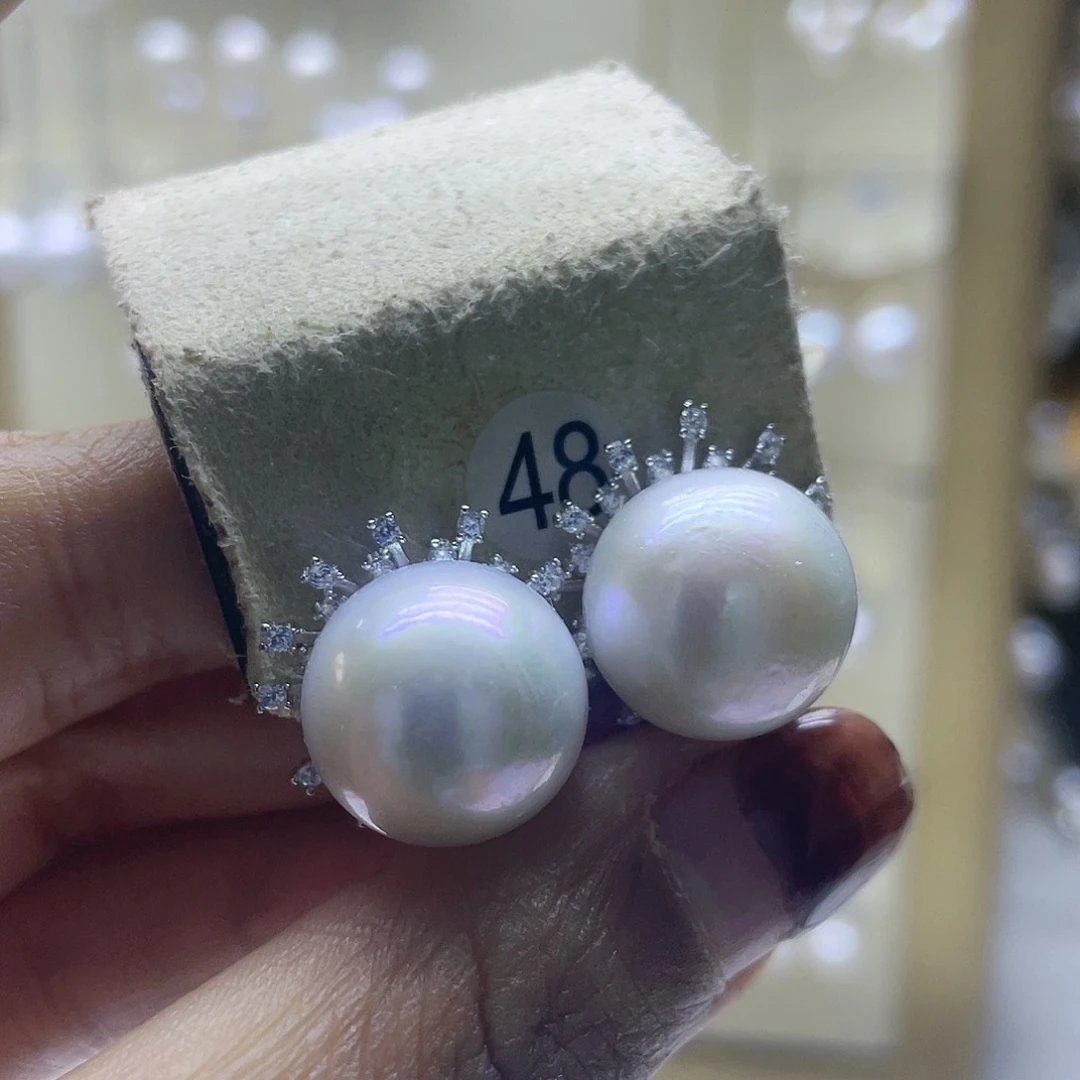 淡水珍珠耳饰银S925镶嵌