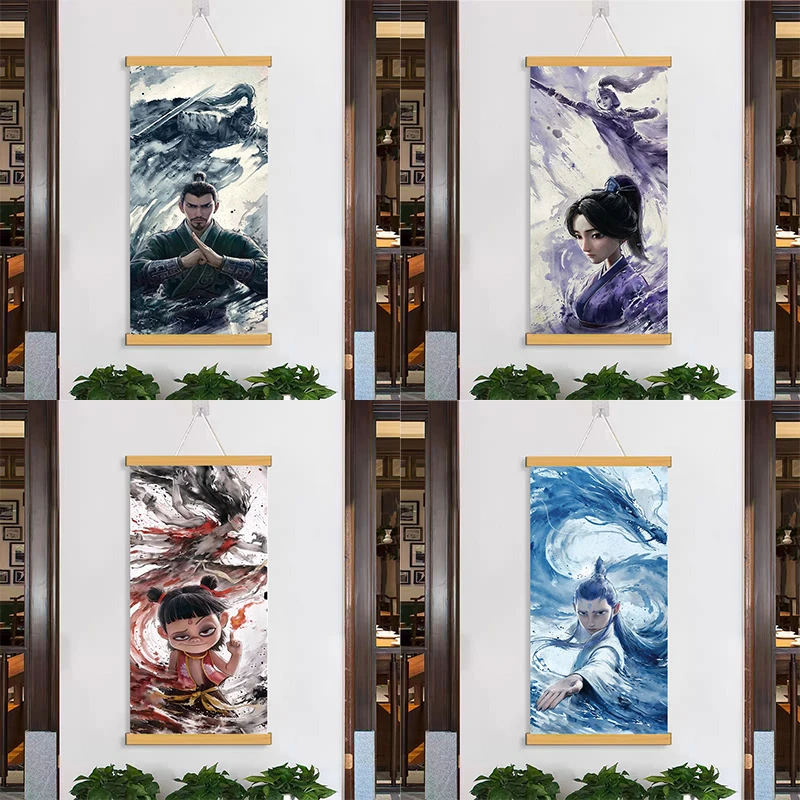 哪吒挂画简约玄关敖丙申公豹敖光哪吒之魔童闹海周边壁画