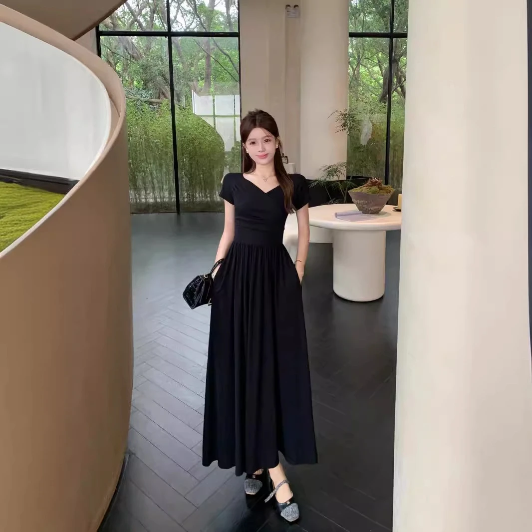 欧若分夏季新款法式多穿法一字肩裙子设计感显瘦广州十三行连衣裙
