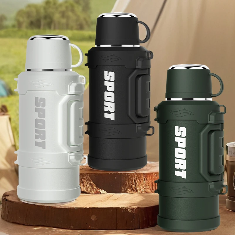 户外运动垂钓车载自驾游全316不锈钢镀铜2升大容量保温水壶保温桶