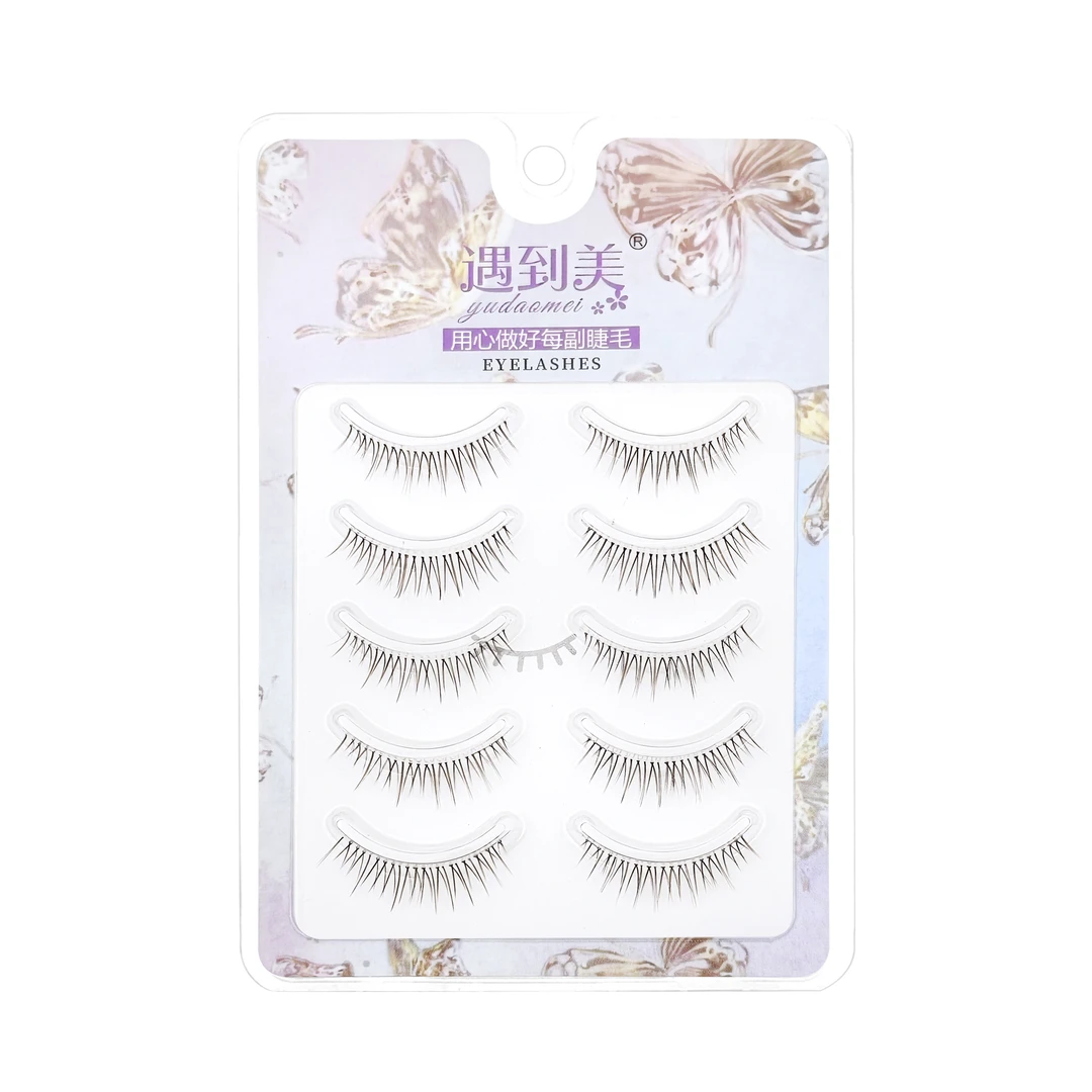 遇到美棕色整条假睫毛超自然仿真柔软素颜化妆师专用一片式假睫毛