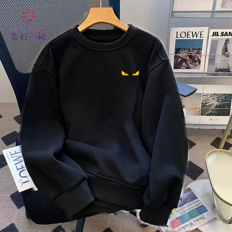 仓石一树情侣装秋冬新款休闲圆领卫衣男百搭保暖加绒印花长袖上衣