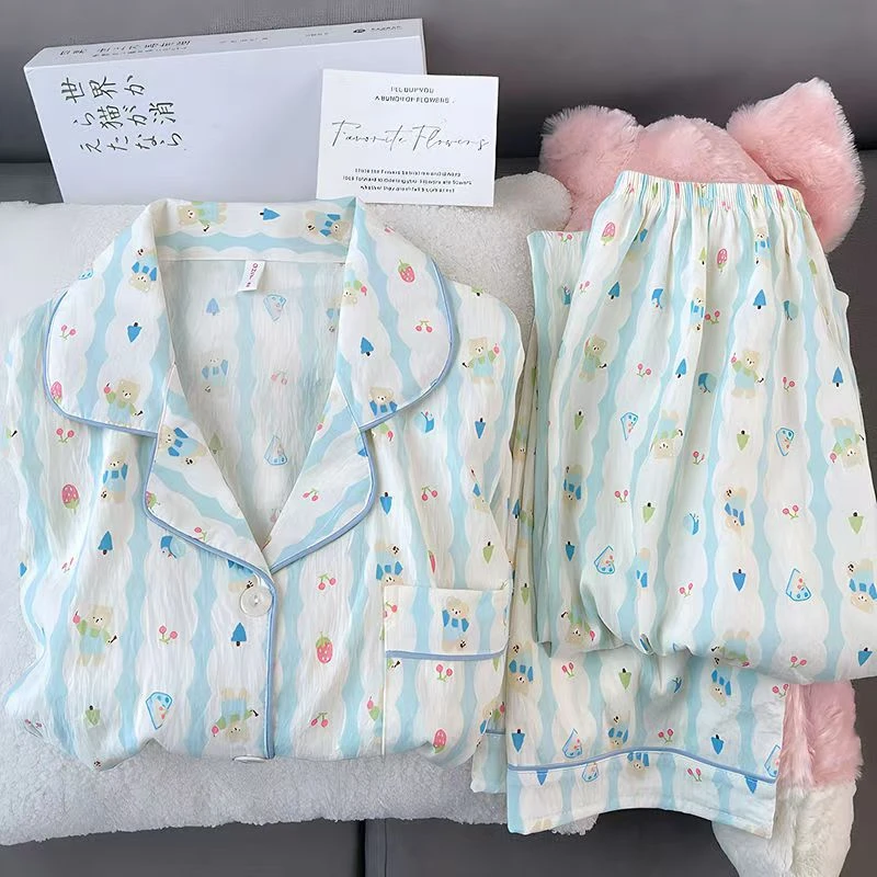 ins新款甜美云朵棉可爱长袖睡衣女秋冬舒适新爆款长袖套装