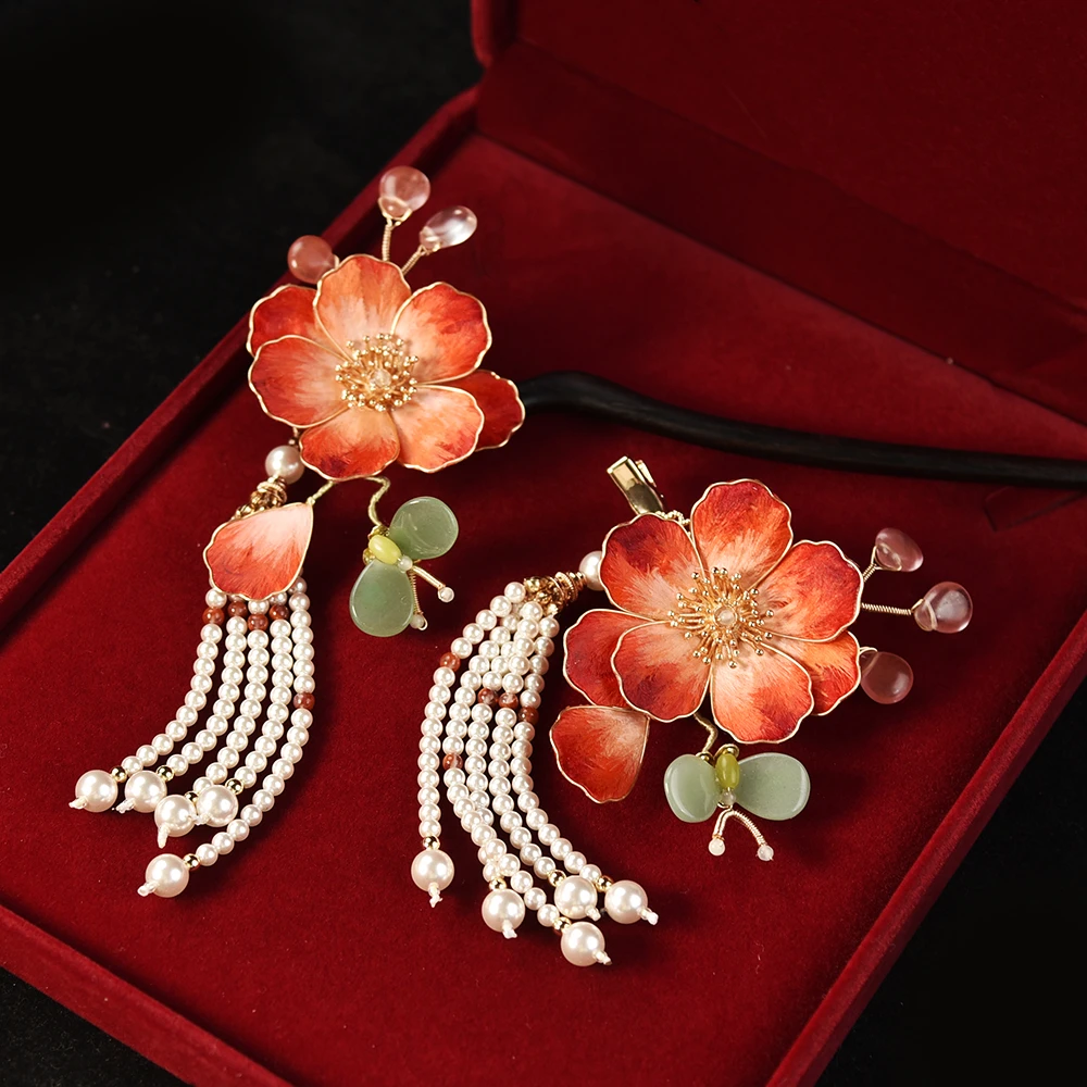 华容珠翠原创绒花木质发簪日常百搭气质盘发饰汉服旗袍国风头饰